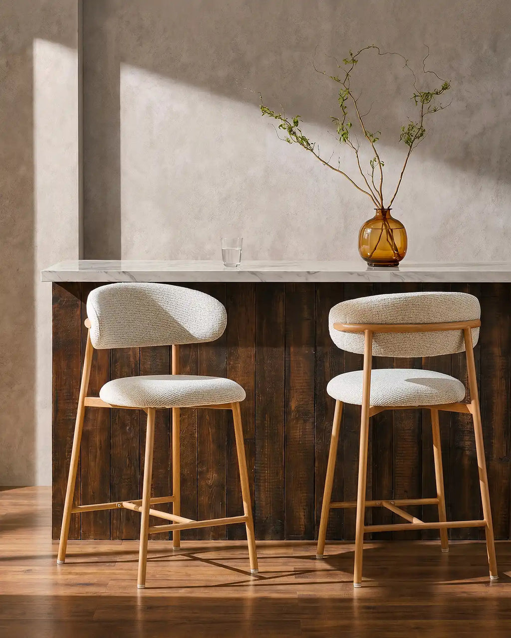 Rowan Oatmeal Chenille Bar Stools [65cm] [Set of 2]-0