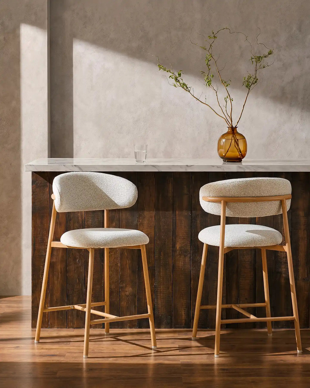 Rowan Oatmeal Chenille Bar Stools [65cm] [Set of 2]-0