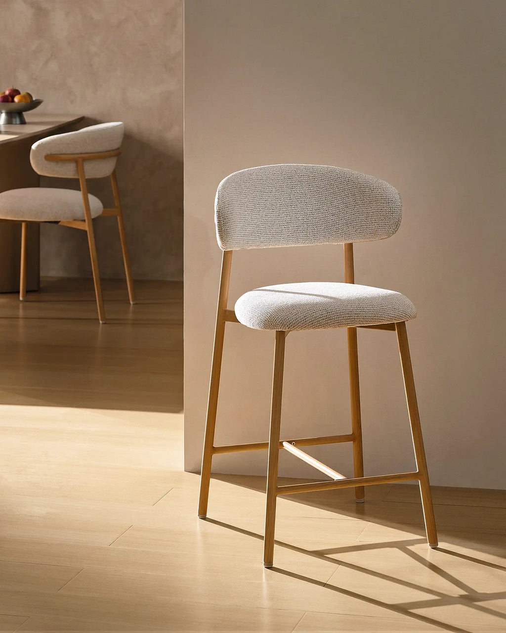 Rowan Oatmeal Chenille Bar Stools [65cm] [Set of 2]-1