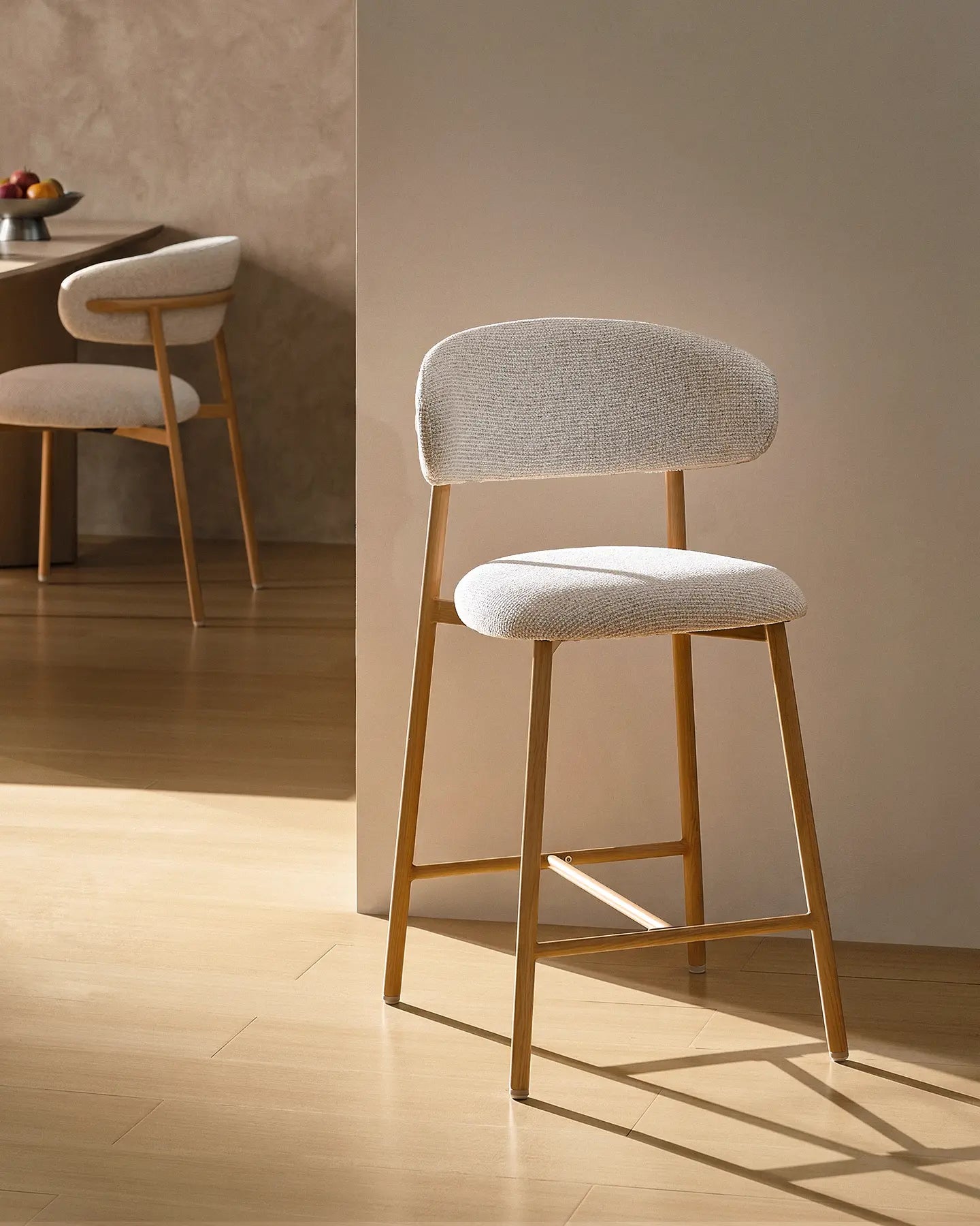 Rowan Oatmeal Chenille Bar Stools [65cm] [Set of 2]-1