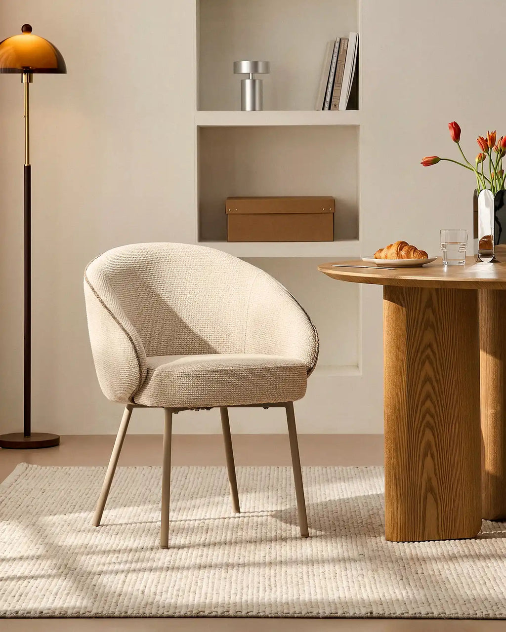 Elowen Cream & Brown Dining Chair-3