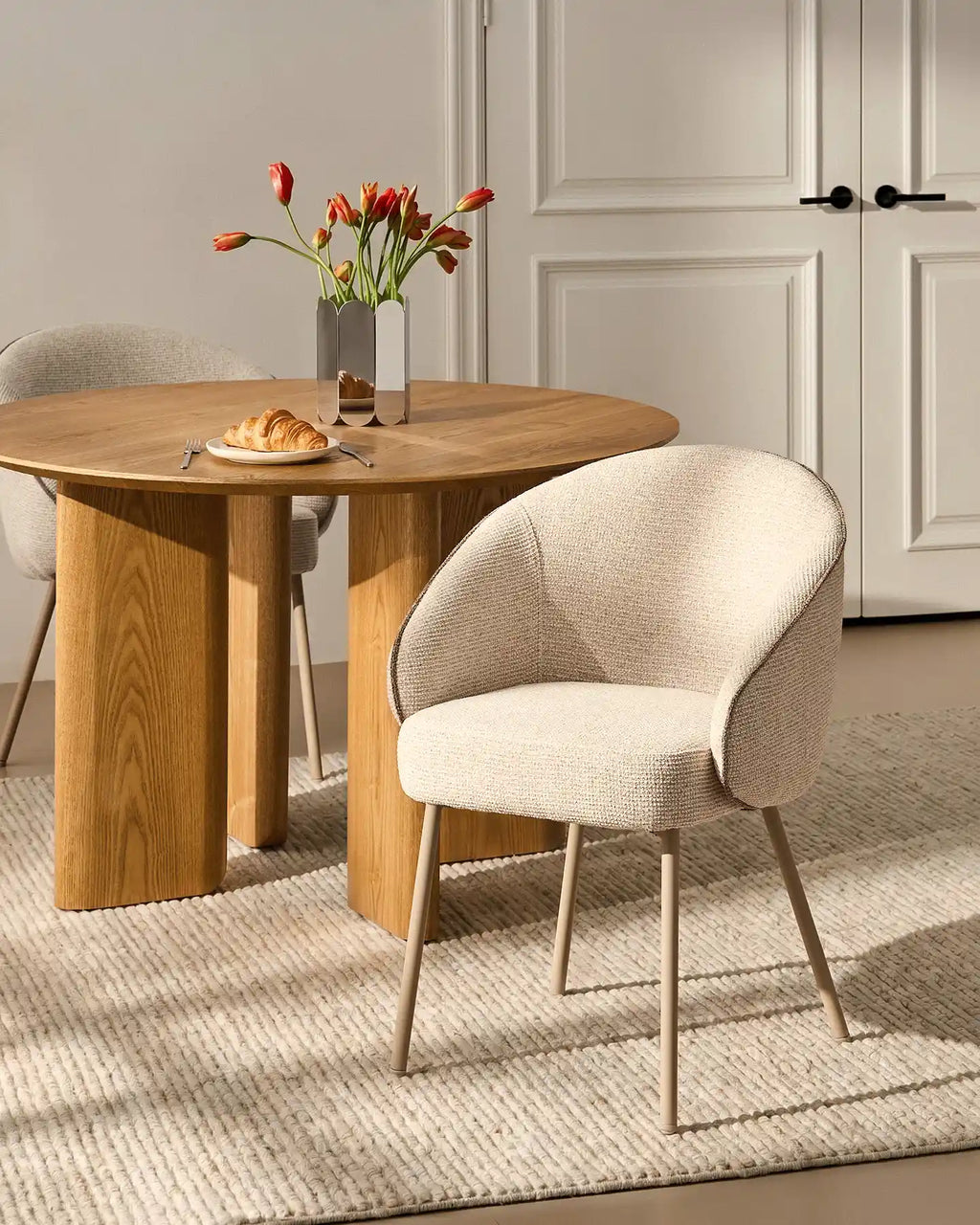 Elowen Cream & Brown Dining Chair-0