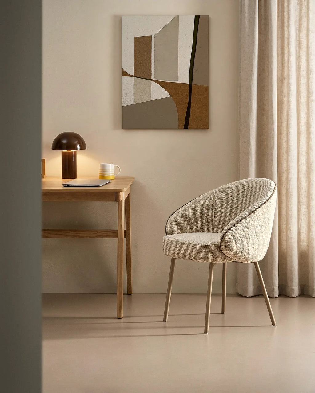Elowen Cream & Brown Dining Chair-2