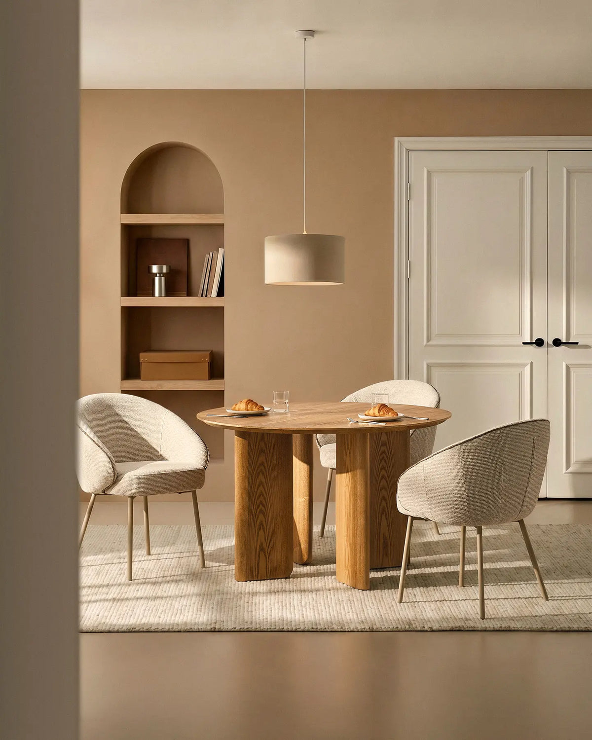 Elowen Cream & Brown Dining Chair-1