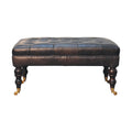 Buffalo Ash Black Leather Ottoman with Castor Legs-0