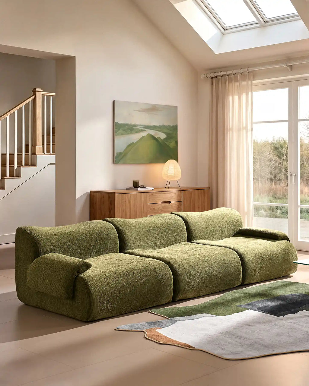 Nola Green Chenille Vacuum-Packed Modular Sofa [Pre-Order]-3