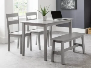 Julian Bowen Kobe Grey Dining Table and 2 Chairs and Bench Set