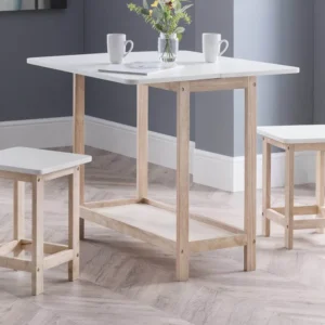 Julian Bowen Bergen 83cm White and Natural 2 Seat Bar Set