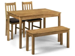 Julian Bowen Coxmoor Oak Dining Table and 2 Chairs and Bench Set