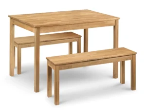 Julian Bowen Coxmoor Oak Dining Table and 2 Bench Set