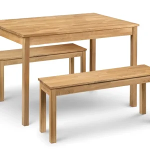 Julian Bowen Coxmoor Oak Dining Table and 2 Bench Set