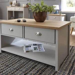 GFW Lancaster Grey and Oak 2 Drawer Coffee Table