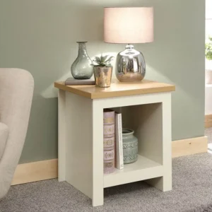 GFW Lancaster Cream and Oak Side Table with Shelf