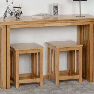 Seconique Richmond Oak Foldaway Extending Dining Table and 2 Stool Set
