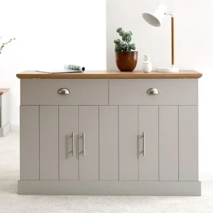 GFW Kendal Grey and Oak 3 Door 2 Drawer Large Sideboard