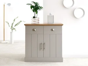 GFW Kendal Grey and Oak 2 Door 2 Drawer Compact Sideboard
