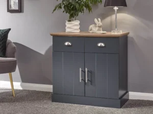 GFW Kendal Slate Blue and Oak 2 Door 2 Drawer Compact Sideboard