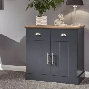 GFW Kendal Slate Blue and Oak 2 Door 2 Drawer Compact Sideboard
