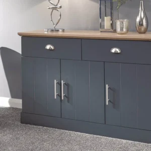 GFW Kendal Slate Blue and Oak 3 Door 2 Drawer Large Sideboard