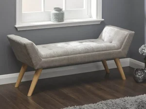 GFW Milan Light Grey Fabric Bench