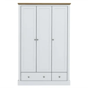 LPD Devon 3 Door 2 Drawer White and Oak Triple Wardrobe