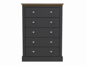 LPD Devon 5 Drawer Charcoal and Oak Chest of Drawers