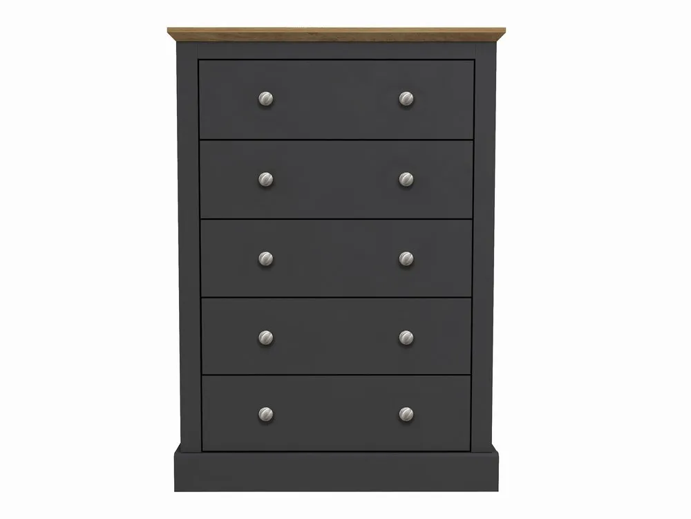 LPD Devon 5 Drawer Charcoal and Oak Chest of Drawers