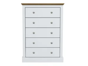 LPD Devon 5 Drawer White and Oak Chest of Drawers