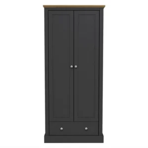LPD Devon 2 Door 1 Drawer Charcoal and Oak Double Wardrobe