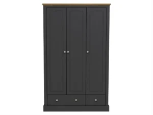 LPD Devon 3 Door 2 Drawer Charcoal and Oak Triple Wardrobe