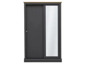LPD Devon Charcoal and Oak Sliding Door Mirrored Double Wardrobe