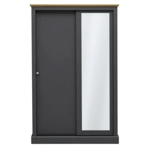 LPD Devon Charcoal and Oak Sliding Door Mirrored Double Wardrobe