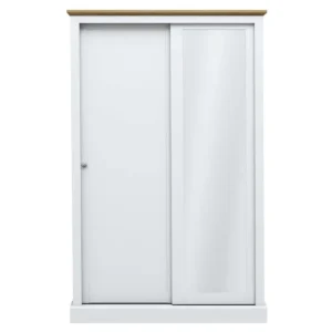 LPD Devon White and Oak Sliding Door Mirrored Double Wardrobe