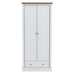 LPD Devon 2 Door 1 Drawer White and Oak Double Wardrobe
