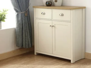 GFW Lancaster Cream and Oak 2 Door 2 Drawer Compact Sideboard