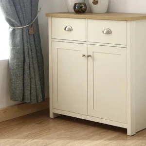 GFW Lancaster Cream and Oak 2 Door 2 Drawer Compact Sideboard