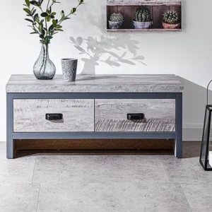 GFW Boston Grey Wood Effect 2 Drawer Coffee Table