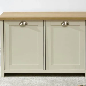 GFW Lancaster Cream and Oak 2 Door Shoe Cabinet