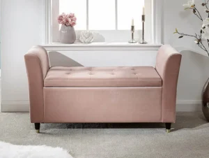 GFW Genoa Pink Fabric Ottoman Window Seat