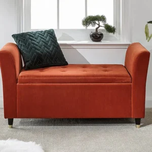 GFW Genoa Russet Orange Fabric Ottoman Window Seat