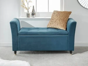 GFW Genoa Teal Fabric Ottoman Window Seat