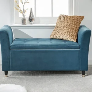 GFW Genoa Teal Fabric Ottoman Window Seat