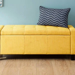 GFW Verona Mustard Fabric Ottoman Storage Bench