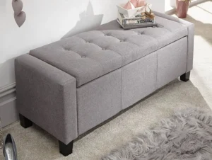 GFW Verona Grey Fabric Ottoman Storage Bench