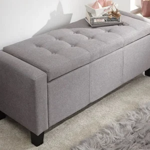 GFW Verona Grey Fabric Ottoman Storage Bench