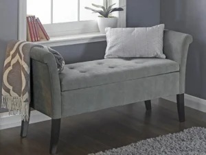 GFW Balmoral Grey Fabric Ottoman Window Seat
