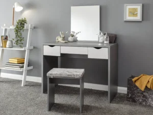 GFW Elizabeth Grey and White Dressing Table and Stool