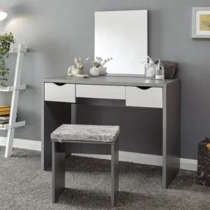 GFW Elizabeth Grey and White Dressing Table and Stool