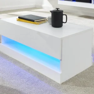 GFW Galicia White Coffee Table with LED Lighting
