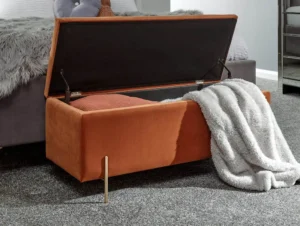 GFW Mystica Russet Orange Fabric Ottoman Storage Bench